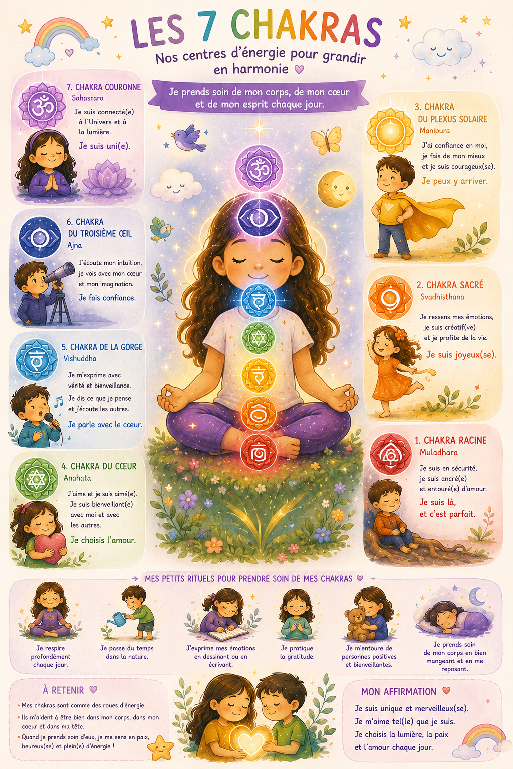 🌿 Tisanes "Les petits Yogis"❤️🧡💛💚💙💜🔮 - Harmonie et Énergie des 7 Chakras