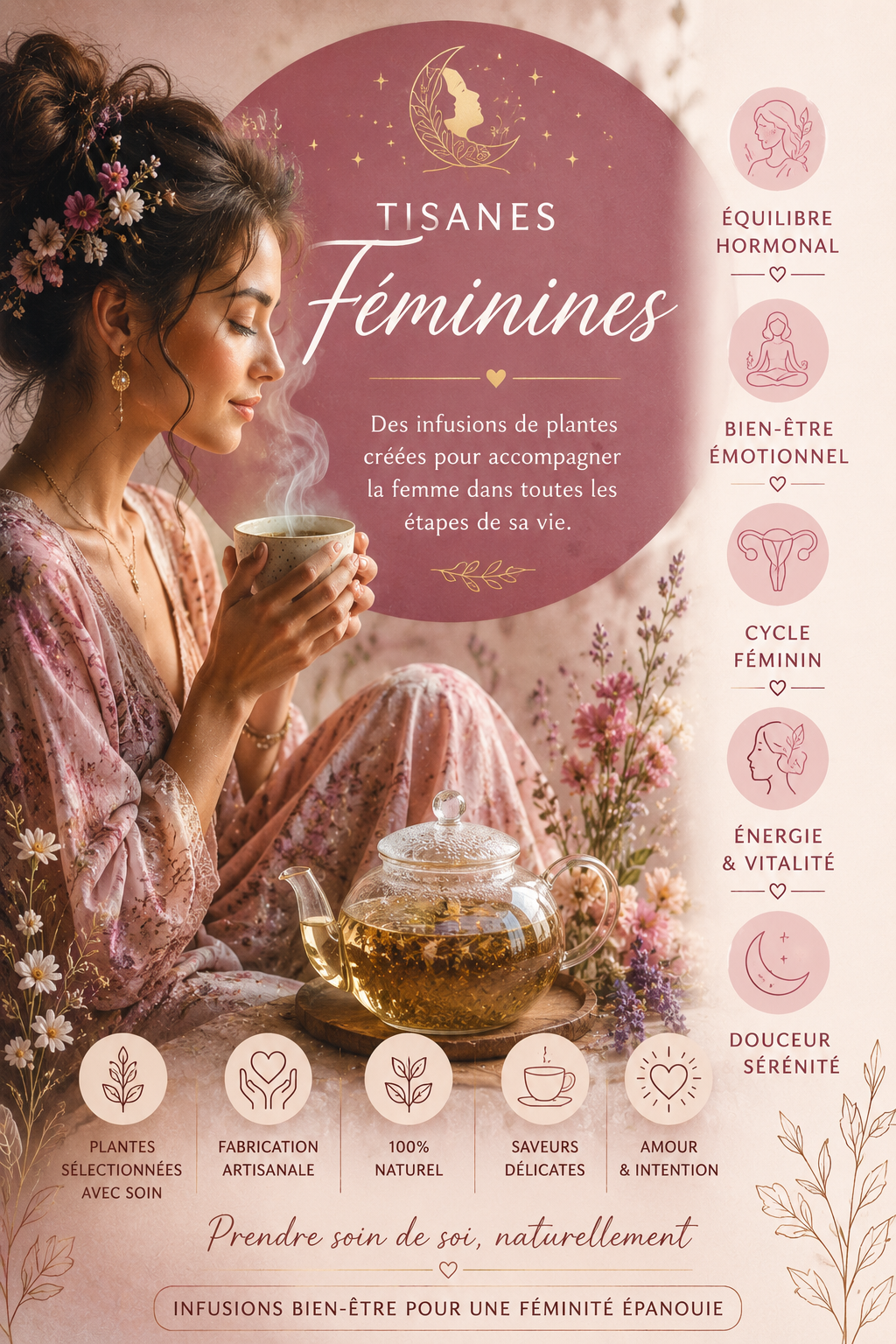 🌿 Tisanes Féminines – Équilibre féminin & bien-être au naturel
