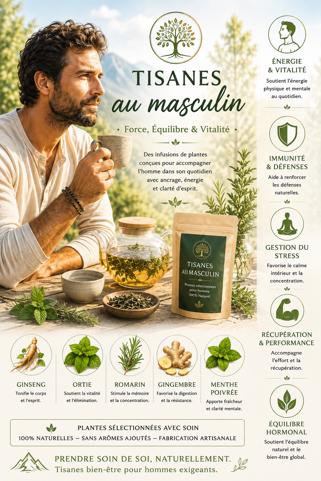 🌿 Tisanes au Masculin – Énergie & Équilibre au quotidien