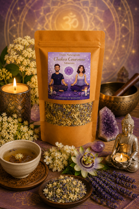 🔮 Tisane Sahasrara chakra Couronne - Élévation, Connexion spirituelle & Paix intérieure